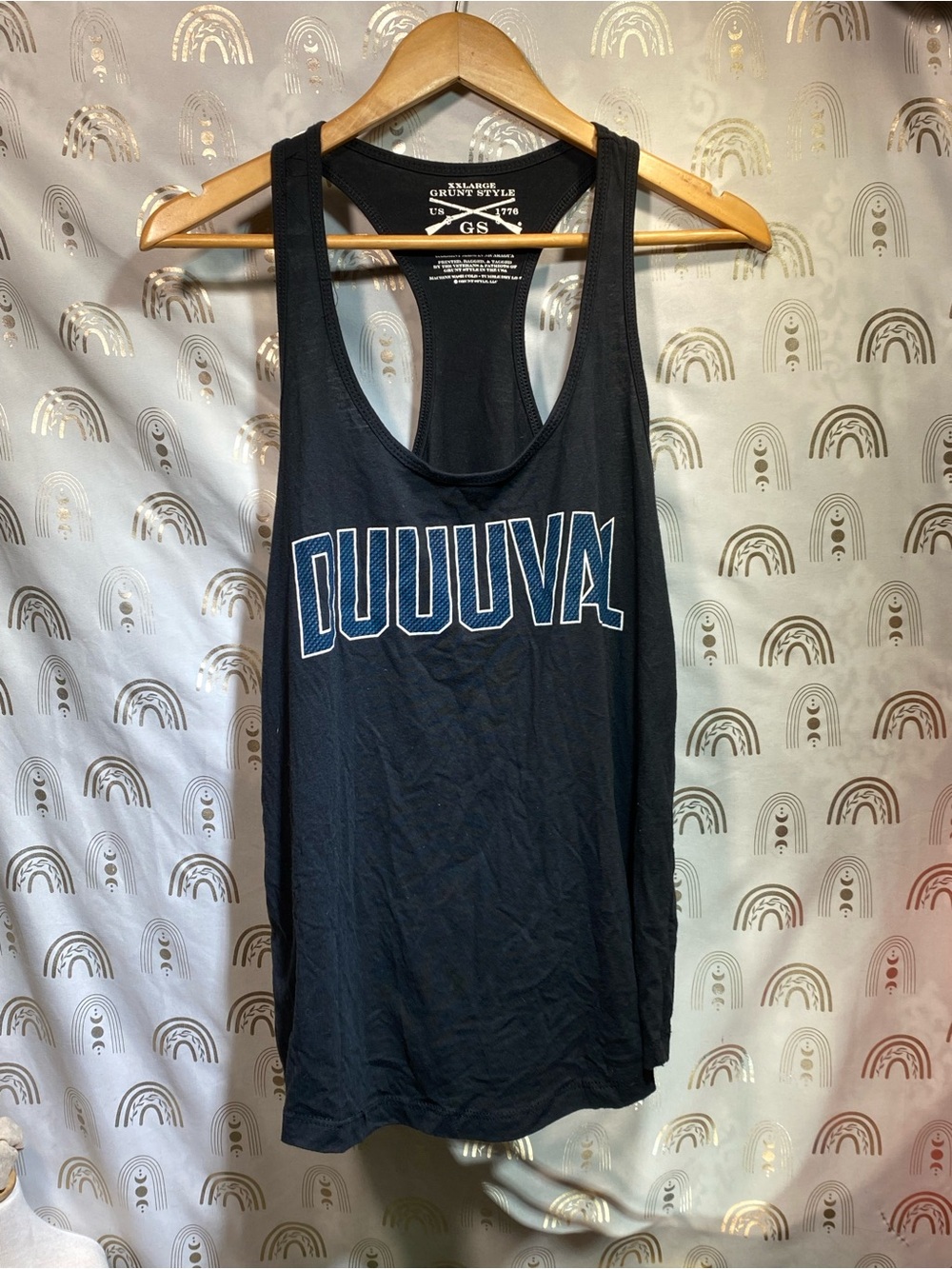 Grunt Style Black Racerback Tank with White Logo